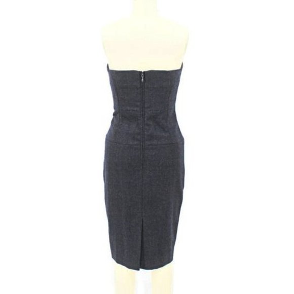 DSquared2 Gray Wool Strapless Fitted Corset Dress Midi Tailored Pencil Skirt 46 - Picture 6 of 15
